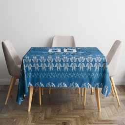 Personalized Cronulla Sharks Christmas Tablecloth Australian Rugby Fans - Pixelated Ugly Xmas Pattern Mascot Santa