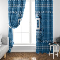 Personalized Cronulla Sharks Christmas Window Curtain Australian Rugby Fans - Pixelated Ugly Xmas Pattern Mascot Santa