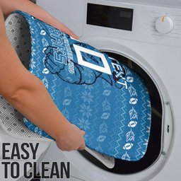 Personalized Cronulla Sharks Christmas Bathroom Set Australian Rugby Fans - Pixelated Ugly Xmas Pattern Mascot Santa