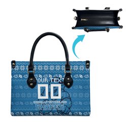 Personalized Cronulla Sharks Christmas Leather Bag Australian Rugby Fans - Pixelated Ugly Xmas Pattern Mascot Santa