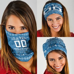 Personalized Cronulla Sharks Christmas Neck Gaiter Australian Rugby Fans - Pixelated Ugly Xmas Pattern Mascot Santa