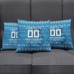 Personalized Cronulla Sharks Christmas Pillow Cover Australian Rugby Fans - Pixelated Ugly Xmas Pattern Mascot Santa
