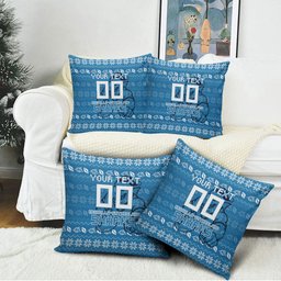 Personalized Cronulla Sharks Christmas Pillow Cover Australian Rugby Fans - Pixelated Ugly Xmas Pattern Mascot Santa