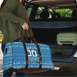 Personalized Cronulla Sharks Christmas Travel Bag Australian Rugby Fans - Pixelated Ugly Xmas Pattern Mascot Santa