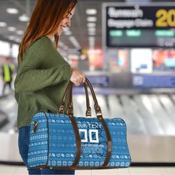 Personalized Cronulla Sharks Christmas Travel Bag Australian Rugby Fans - Pixelated Ugly Xmas Pattern Mascot Santa