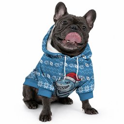 Personalized Cronulla Sharks Christmas Pet Hoodie Australian Rugby Fans - Pixelated Ugly Xmas Pattern Mascot Santa