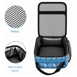 Personalized Cronulla Sharks Christmas Lunch Bag Australian Rugby Fans - Pixelated Ugly Xmas Pattern Mascot Santa