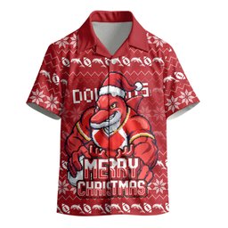 Personalized Dolphins Christmas Kid Hawaiian Shirt Australian Rugby Fans - Pixelated Ugly Xmas Pattern Mascot Santa