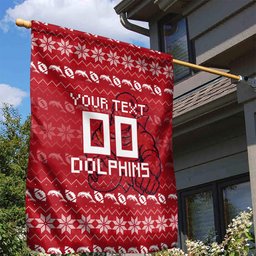 Personalized Dolphins Christmas Garden Flag Australian Rugby Fans - Pixelated Ugly Xmas Pattern Mascot Santa