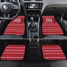 Personalized Dolphins Christmas Car Mats Australian Rugby Fans - Pixelated Ugly Xmas Pattern Mascot Santa