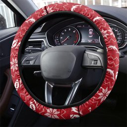 Dolphins Christmas Steering Wheel Cover Australian Rugby Fans - Pixelated Ugly Xmas Pattern Mascot Santa