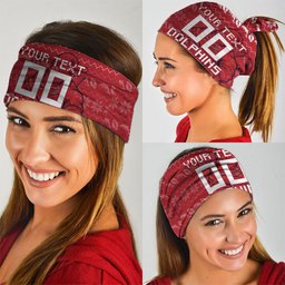 Personalized Dolphins Christmas Neck Gaiter Australian Rugby Fans - Pixelated Ugly Xmas Pattern Mascot Santa