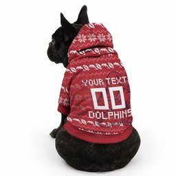 Personalized Dolphins Christmas Pet Hoodie Australian Rugby Fans - Pixelated Ugly Xmas Pattern Mascot Santa