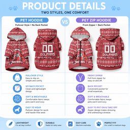 Personalized Dolphins Christmas Pet Hoodie Australian Rugby Fans - Pixelated Ugly Xmas Pattern Mascot Santa