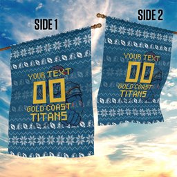 Personalized Gold Coast Titans Christmas Garden Flag Australian Rugby Fans - Pixelated Ugly Xmas Pattern Mascot Santa