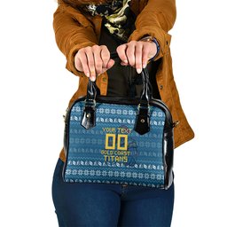 Personalized Gold Coast Titans Christmas Shoulder Handbag Australian Rugby Fans - Pixelated Ugly Xmas Pattern Mascot Santa