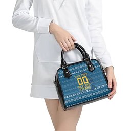 Personalized Gold Coast Titans Christmas Shoulder Handbag Australian Rugby Fans - Pixelated Ugly Xmas Pattern Mascot Santa