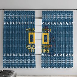 Personalized Gold Coast Titans Christmas Window Curtain Australian Rugby Fans - Pixelated Ugly Xmas Pattern Mascot Santa