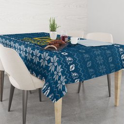 Personalized Gold Coast Titans Christmas Tablecloth Australian Rugby Fans - Pixelated Ugly Xmas Pattern Mascot Santa