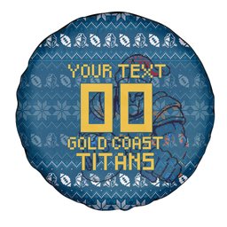 Personalized Gold Coast Titans Christmas Spare Tire Cover Australian Rugby Fans - Pixelated Ugly Xmas Pattern Mascot Santa