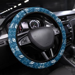Gold Coast Titans Christmas Steering Wheel Cover Australian Rugby Fans - Pixelated Ugly Xmas Pattern Mascot Santa
