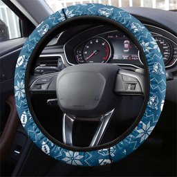 Gold Coast Titans Christmas Steering Wheel Cover Australian Rugby Fans - Pixelated Ugly Xmas Pattern Mascot Santa