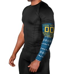 Personalized Gold Coast Titans Christmas Arm Sleeves Australian Rugby Fans - Pixelated Ugly Xmas Pattern Mascot Santa