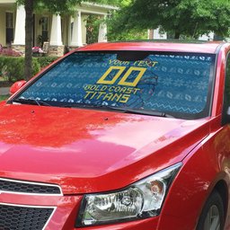 Personalized Gold Coast Titans Christmas Auto Sun Shade Australian Rugby Fans - Pixelated Ugly Xmas Pattern Mascot Santa