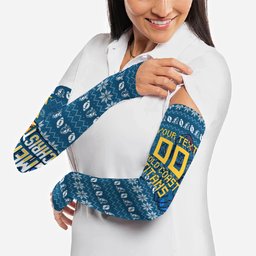 Personalized Gold Coast Titans Christmas Arm Sleeves Australian Rugby Fans - Pixelated Ugly Xmas Pattern Mascot Santa