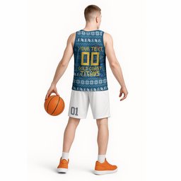 Personalized Gold Coast Titans Christmas Basketball Jersey Australian Rugby Fans - Pixelated Ugly Xmas Pattern Mascot Santa