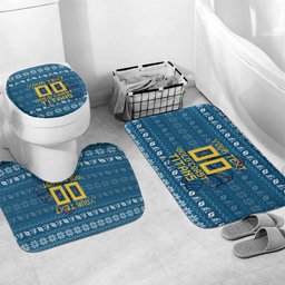 Personalized Gold Coast Titans Christmas Bathroom Set Australian Rugby Fans - Pixelated Ugly Xmas Pattern Mascot Santa