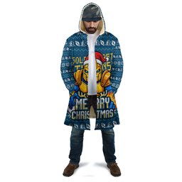 Personalized Gold Coast Titans Christmas Cloak Australian Rugby Fans - Pixelated Ugly Xmas Pattern Mascot Santa