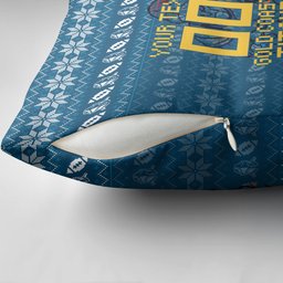 Personalized Gold Coast Titans Christmas Pillow Cover Australian Rugby Fans - Pixelated Ugly Xmas Pattern Mascot Santa