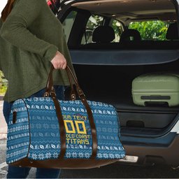 Personalized Gold Coast Titans Christmas Travel Bag Australian Rugby Fans - Pixelated Ugly Xmas Pattern Mascot Santa
