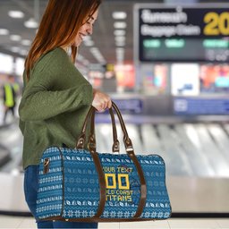 Personalized Gold Coast Titans Christmas Travel Bag Australian Rugby Fans - Pixelated Ugly Xmas Pattern Mascot Santa