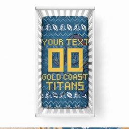 Personalized Gold Coast Titans Christmas Baby Bed Cover Australian Rugby Fans - Pixelated Ugly Xmas Pattern Mascot Santa