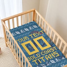 Personalized Gold Coast Titans Christmas Baby Bed Cover Australian Rugby Fans - Pixelated Ugly Xmas Pattern Mascot Santa