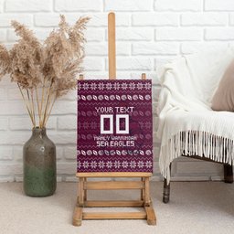 Personalized Sea Eagles Christmas Canvas Wall Art Australian Rugby Fans - Pixelated Ugly Xmas Pattern Mascot Santa