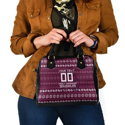Personalized Sea Eagles Christmas Shoulder Handbag Australian Rugby Fans - Pixelated Ugly Xmas Pattern Mascot Santa