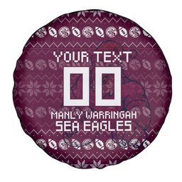 Personalized Sea Eagles Christmas Spare Tire Cover Australian Rugby Fans - Pixelated Ugly Xmas Pattern Mascot Santa