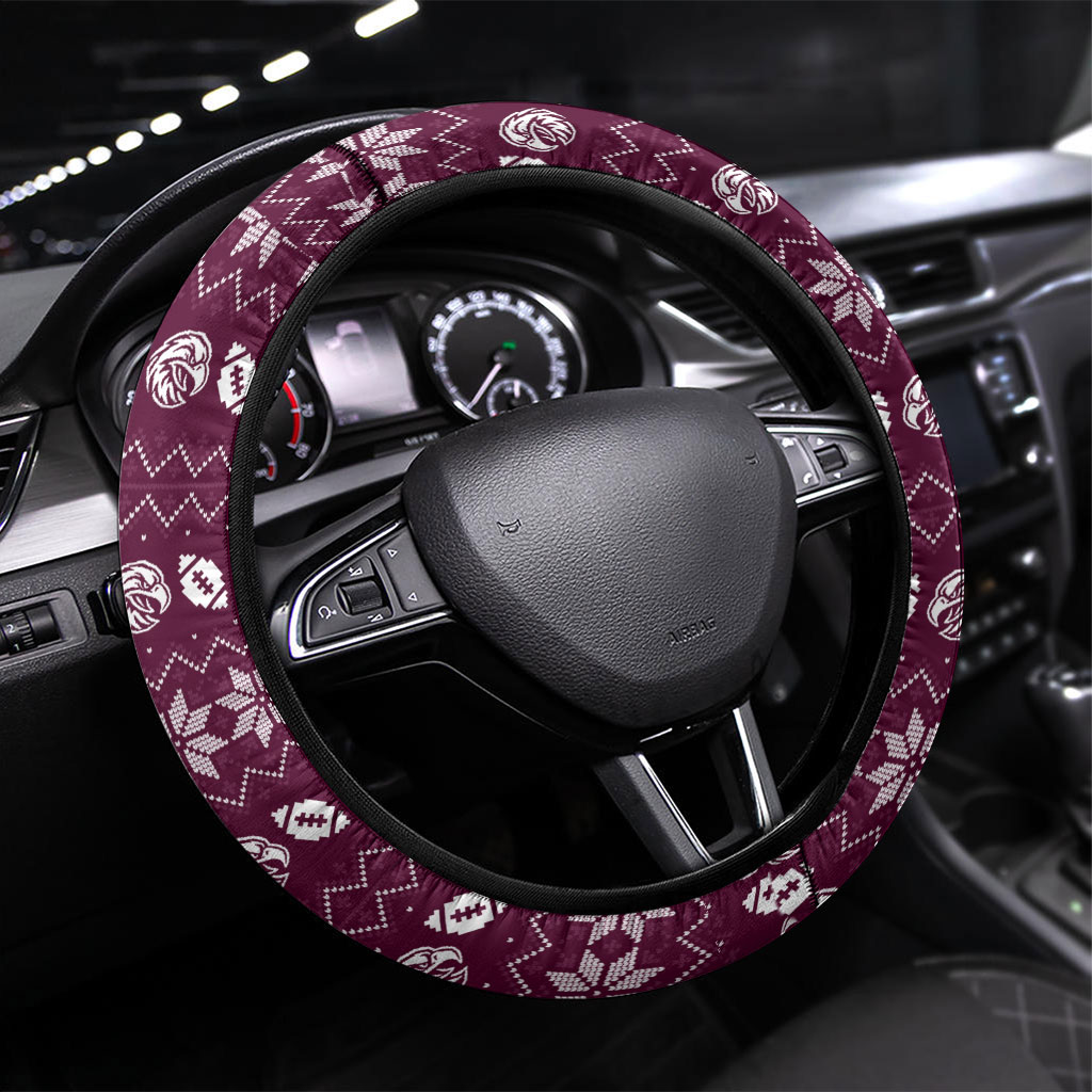 Sea Eagles Christmas Steering Wheel Cover Australian Rugby Fans - Pixelated Ugly Xmas Pattern Mascot Santa