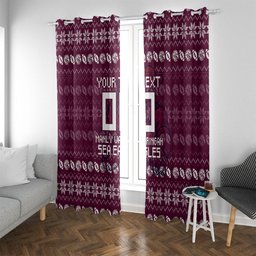 Personalized Sea Eagles Christmas Window Curtain Australian Rugby Fans - Pixelated Ugly Xmas Pattern Mascot Santa