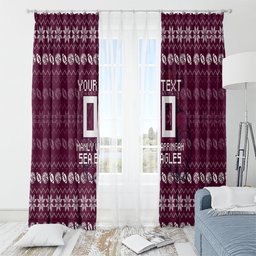 Personalized Sea Eagles Christmas Window Curtain Australian Rugby Fans - Pixelated Ugly Xmas Pattern Mascot Santa