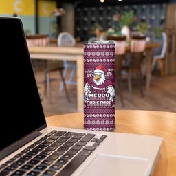 Personalized Sea Eagles Christmas Skinny Tumbler Australian Rugby Fans - Pixelated Ugly Xmas Pattern Mascot Santa