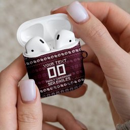 Personalized Sea Eagles Christmas AirPods Case Australian Rugby Fans - Pixelated Ugly Xmas Pattern Mascot Santa