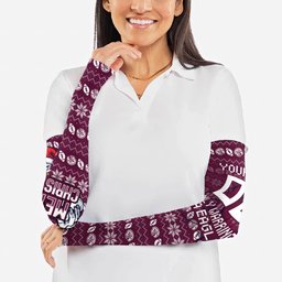 Personalized Sea Eagles Christmas Arm Sleeves Australian Rugby Fans - Pixelated Ugly Xmas Pattern Mascot Santa