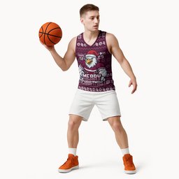 Personalized Sea Eagles Christmas Basketball Jersey Australian Rugby Fans - Pixelated Ugly Xmas Pattern Mascot Santa