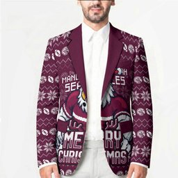 Personalized Sea Eagles Christmas Blazer Australian Rugby Fans - Pixelated Ugly Xmas Pattern Mascot Santa