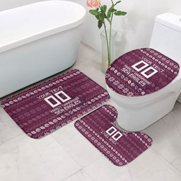 Personalized Sea Eagles Christmas Bathroom Set Australian Rugby Fans - Pixelated Ugly Xmas Pattern Mascot Santa