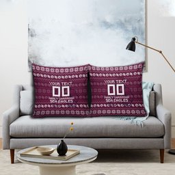 Personalized Sea Eagles Christmas Pillow Cover Australian Rugby Fans - Pixelated Ugly Xmas Pattern Mascot Santa